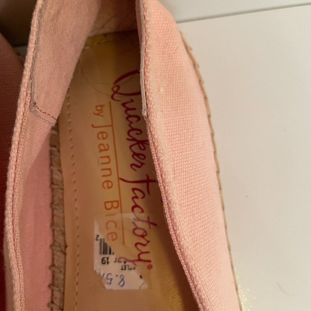 Quacker Factory Shoes Pink Flamingos Espadrille Flats Sequin Dalya size 8 1/2 M - Picture 3 of 5
